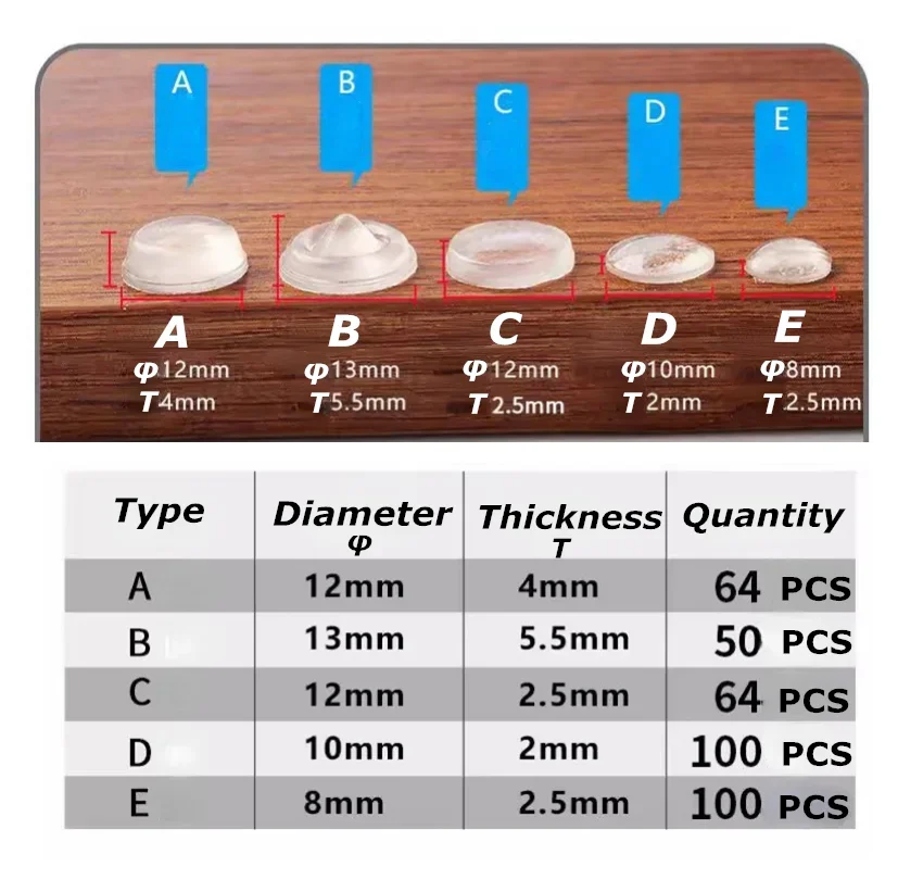 Door Stops Self adhesive Silicone Rubber Pads Cabinet Bumpers Rubber Damper Buffer Cushion Furniture Hardware