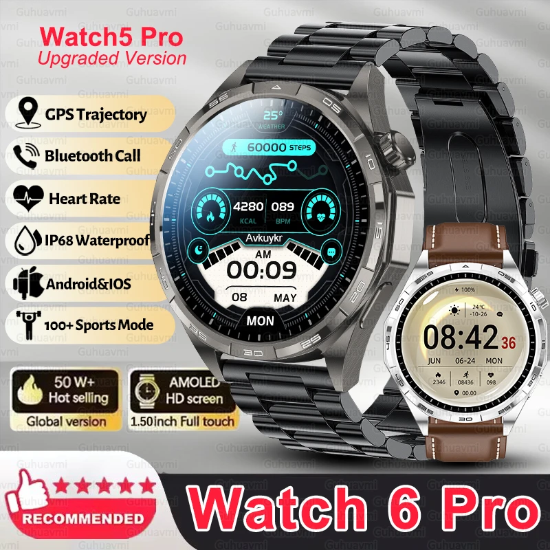 

2025 New Smart Watch 6 Pro AMOLED 1.50 inch AMOLED Screen Heart Rate Monitoring IP68 Bluetooth Call Smartwatch For Android IOS