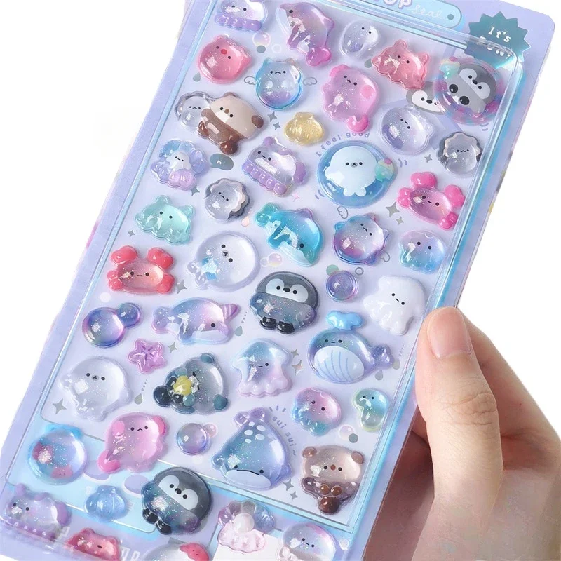 1 pc 3D Relief Stickers Scrapbooking Creative Candy Ghost Rabbit Drop Diy Diary Stationery Sticker Decor Cute Aesthetic Stickers