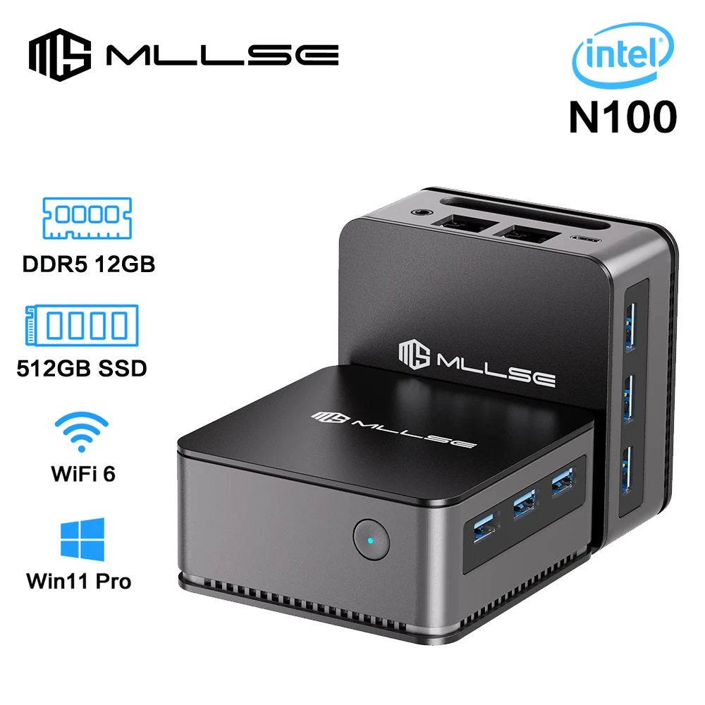 MLLSE G2 Mini PC Windows 11 Pro Alder Lake N100 Intel 12th DDR5 12GB RAM 512GB SSD WiFi 6 BT5.2 Desktop Computer Mini Pc Work