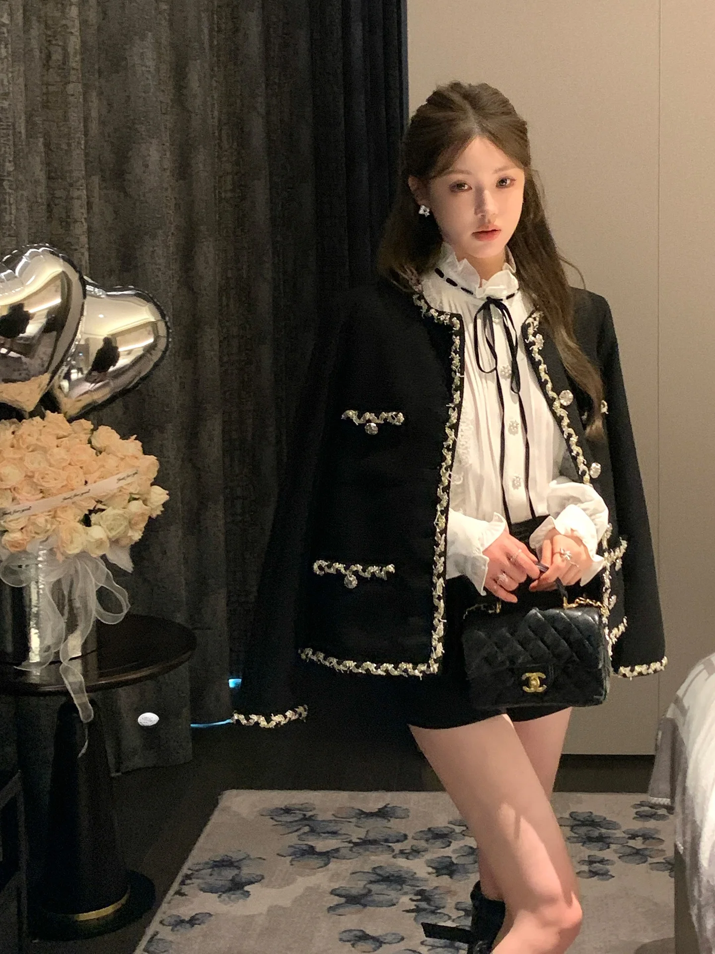 

FanyFloss ort Coat Bla round Ne Thiened Knitwear Gold Tead Ladies Faion Par Open Cardigan Ele Lady Sle