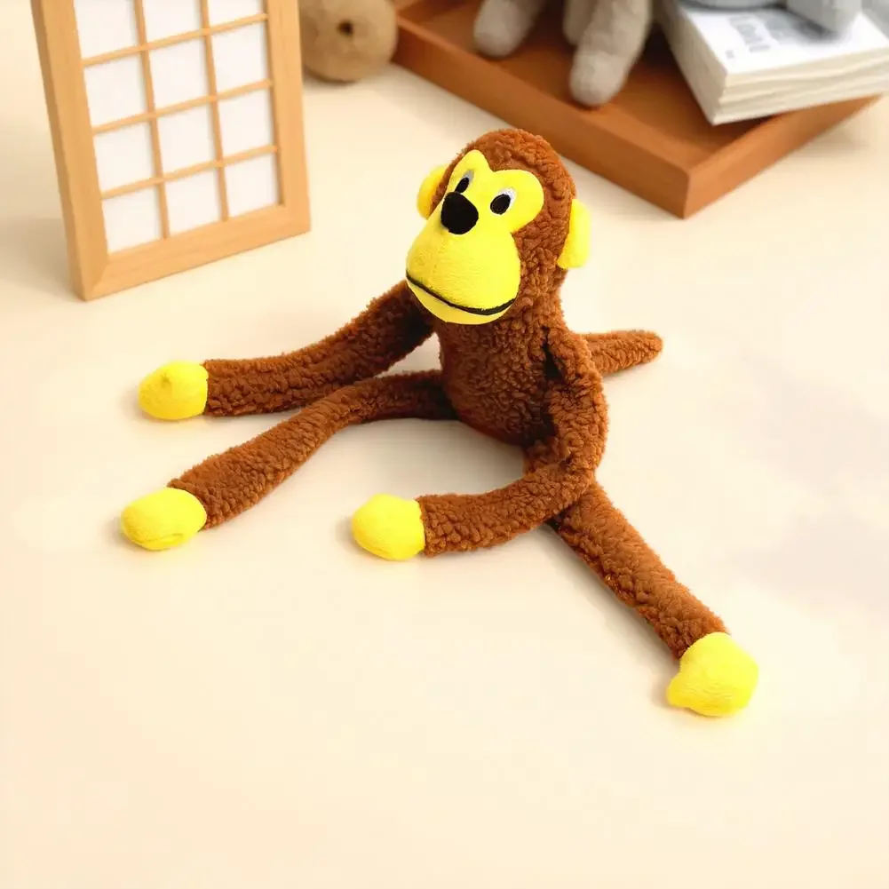 Niedliches Affen-Hundespielzeug aus Fleece-Plüsch, Quietschendes Kauspielzeug mit Langen Gliedmaßen, Bissfest, Stressabbauend, Interaktives Spielzeug – Detail 6