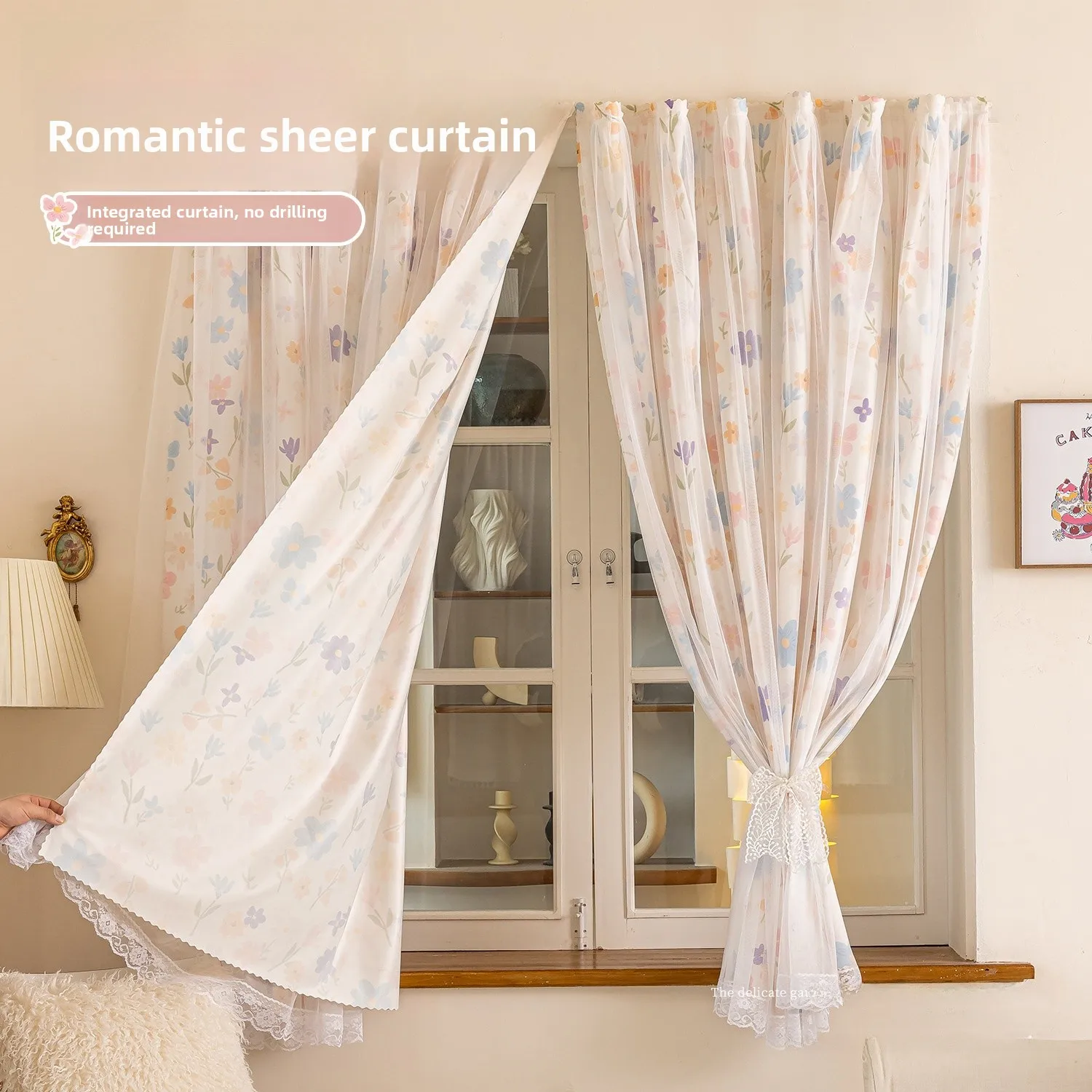 Bedroom Window Film Privacy Protection Adhesive Magic Stick Curtain Light Reducing Polyester Fabric Small Size No Punching Ne...