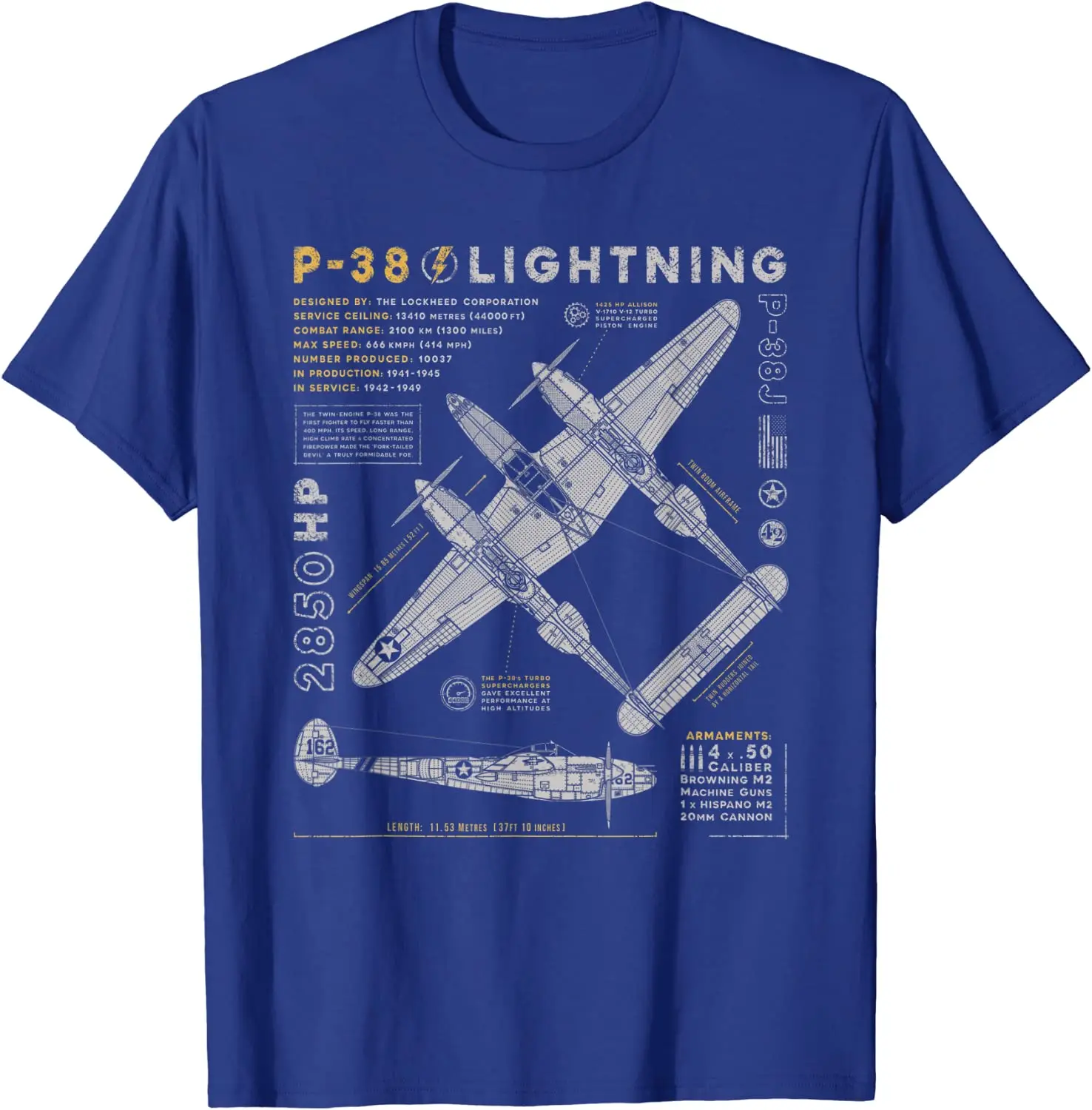 P-38 Lightning | Vintage P38 Fighter Aircraft | WW2 Aviation Men T-Shirt Short Sleeve Casual 100% Cotton O-Neck Summer TShirt