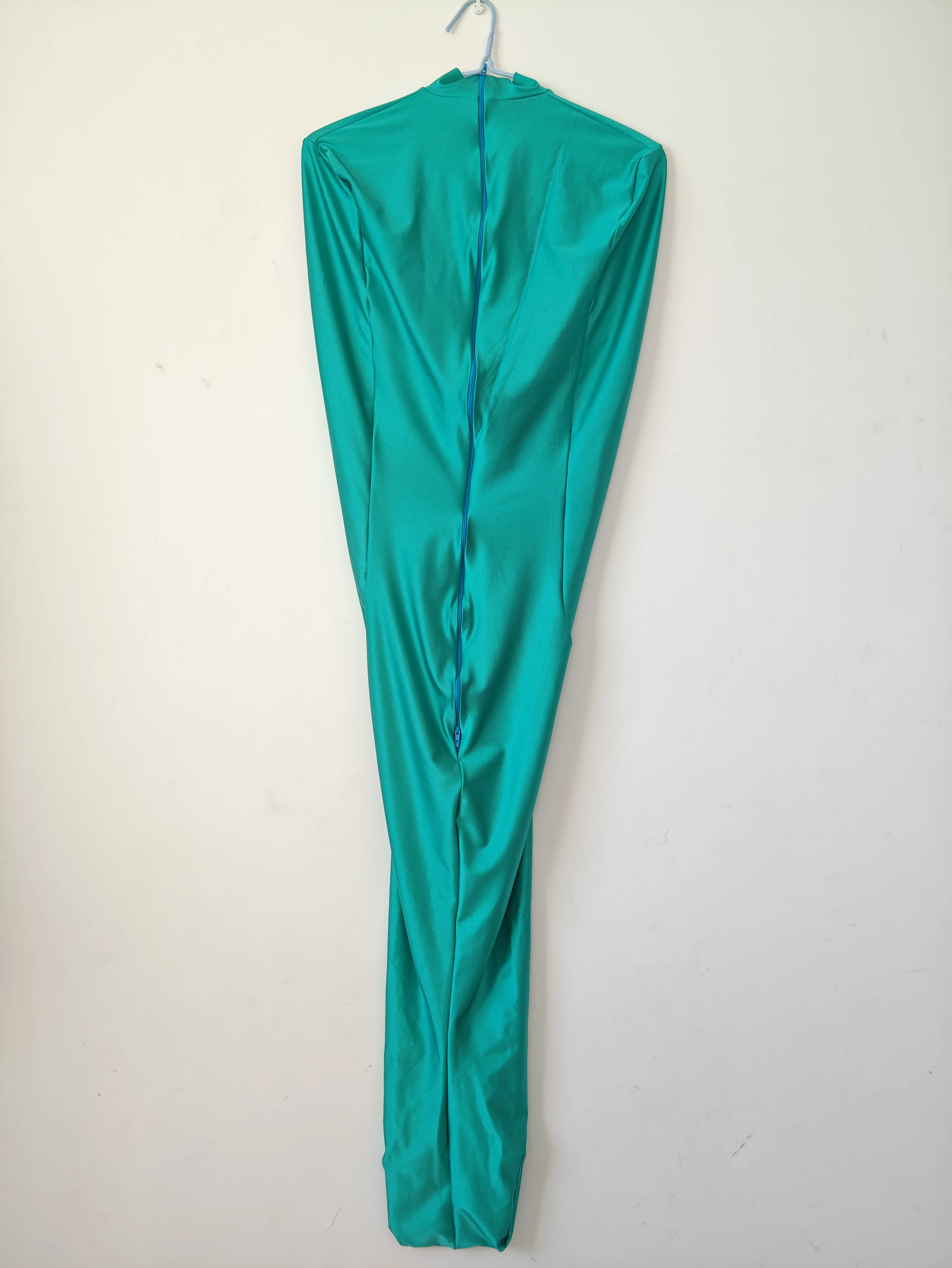 Body de momia verde lago para mujer, traje zentai con mangas internas de brazo, medias, bolsa de Cosplay, accesorios de escenario, vestido de lujo para adultos