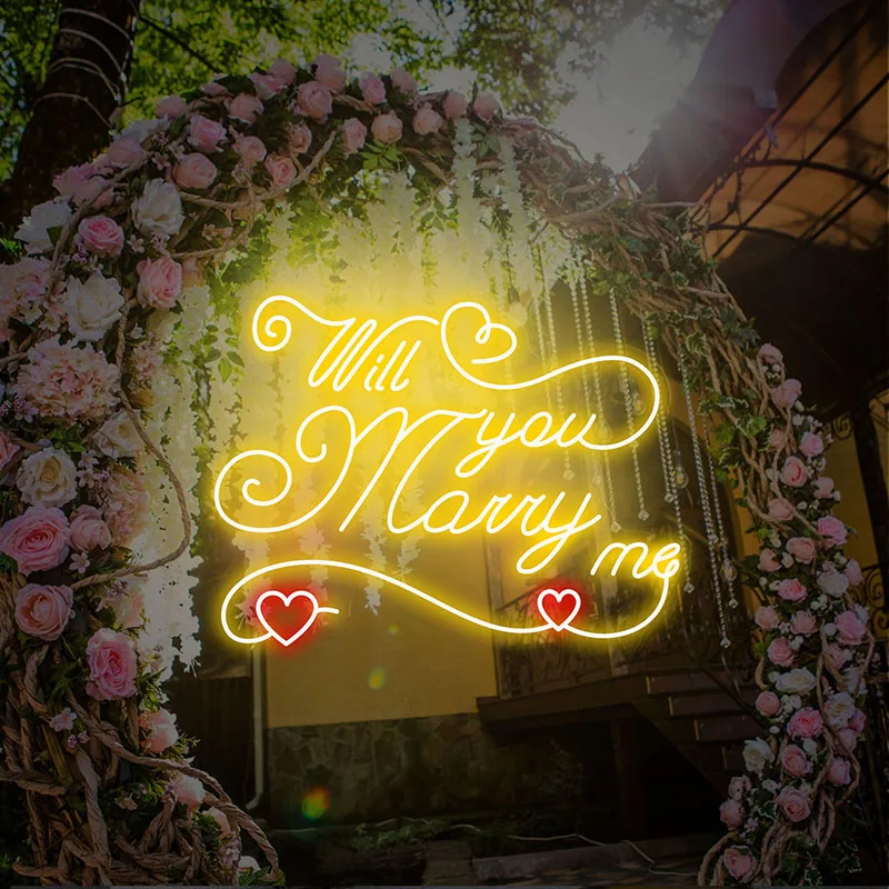 Imagem -02 - Will You Marry ME Neon Sign Personalizado Wall Art Party Decoração de Casamento Neon Lights para Home Room Decor Luz Sinais Personalizados