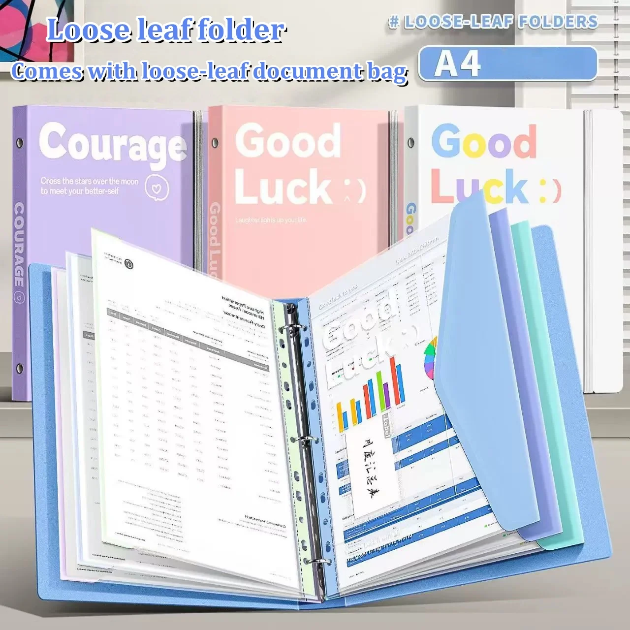A4 Loose-leaf Folder Transparent Document Pouch Office Organizer File Bag Paper Test Paper Learning Data Storage Book Stationery