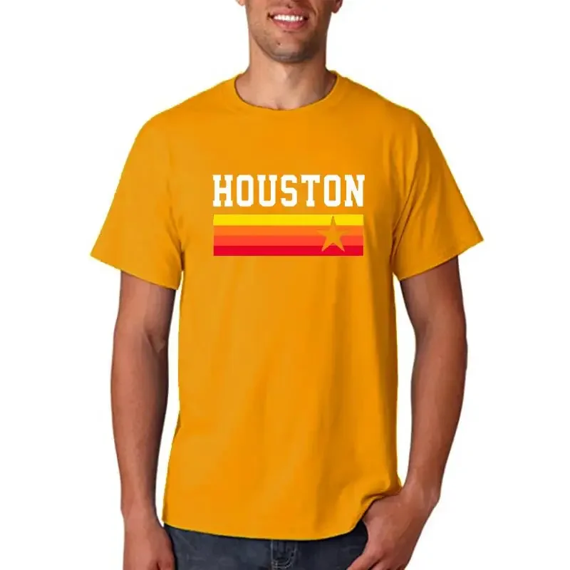 Houston Baseball Throwbacks Astro Vintage Stripes T Shirt Sunlight Weird High Quality Mens Tee Shirts Humor Male Costume