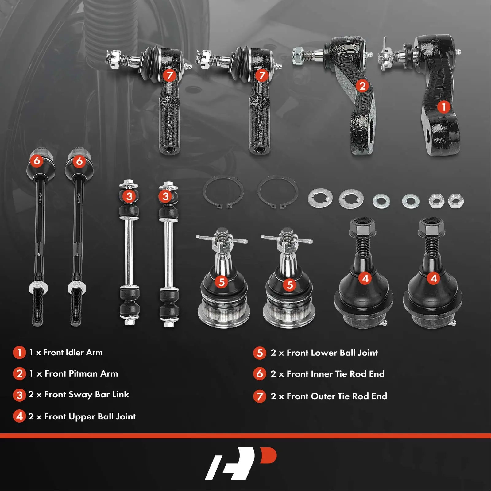 A-Premium 12x Inner & Outer Tie Rod End & Ball Joint & Idler Arm for Chevrolet Silverado 2500 01-04 Silverado 3500 01-06