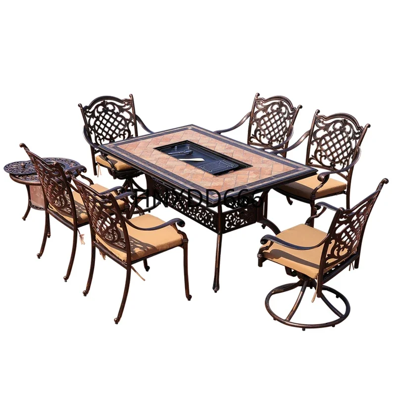 Outdoor tables and chairs Garden electric grill BBQ table and chair combination