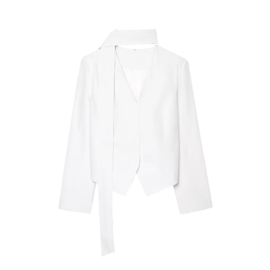 Uc&Za Women's Elegant Scarf Collar Slim Ribbon Small Suit Jacket European And American Style Fashion New Clothing