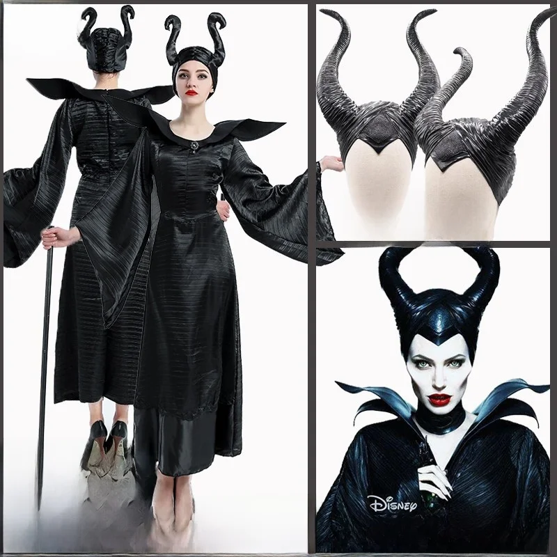 Disfraz de Halloween de la Bella Durmiente, Ropa de Personaje Principal, Cosplay de Maléfica, Vestuario de Escenario, Disfraz Étnico de Poliéster