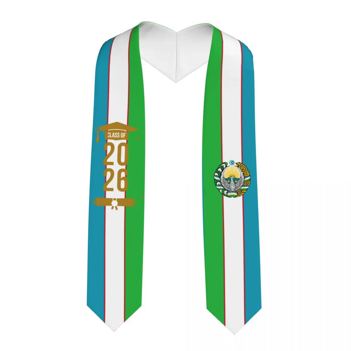 

Выпускная лента-шарф с флагом Узбекистана для иностранных студентов, выпуск 2026 года, 183 см в длину