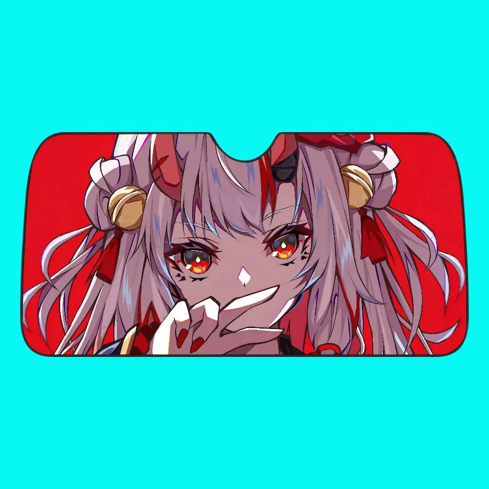 أنيمي فتاة Nakiri Ayame سيارة ظلة 130x70 سنتيمتر سيارة ظلة غطاء الزجاج الأمامي UV حماية السيارات قناع اكسسوارات للسيارات