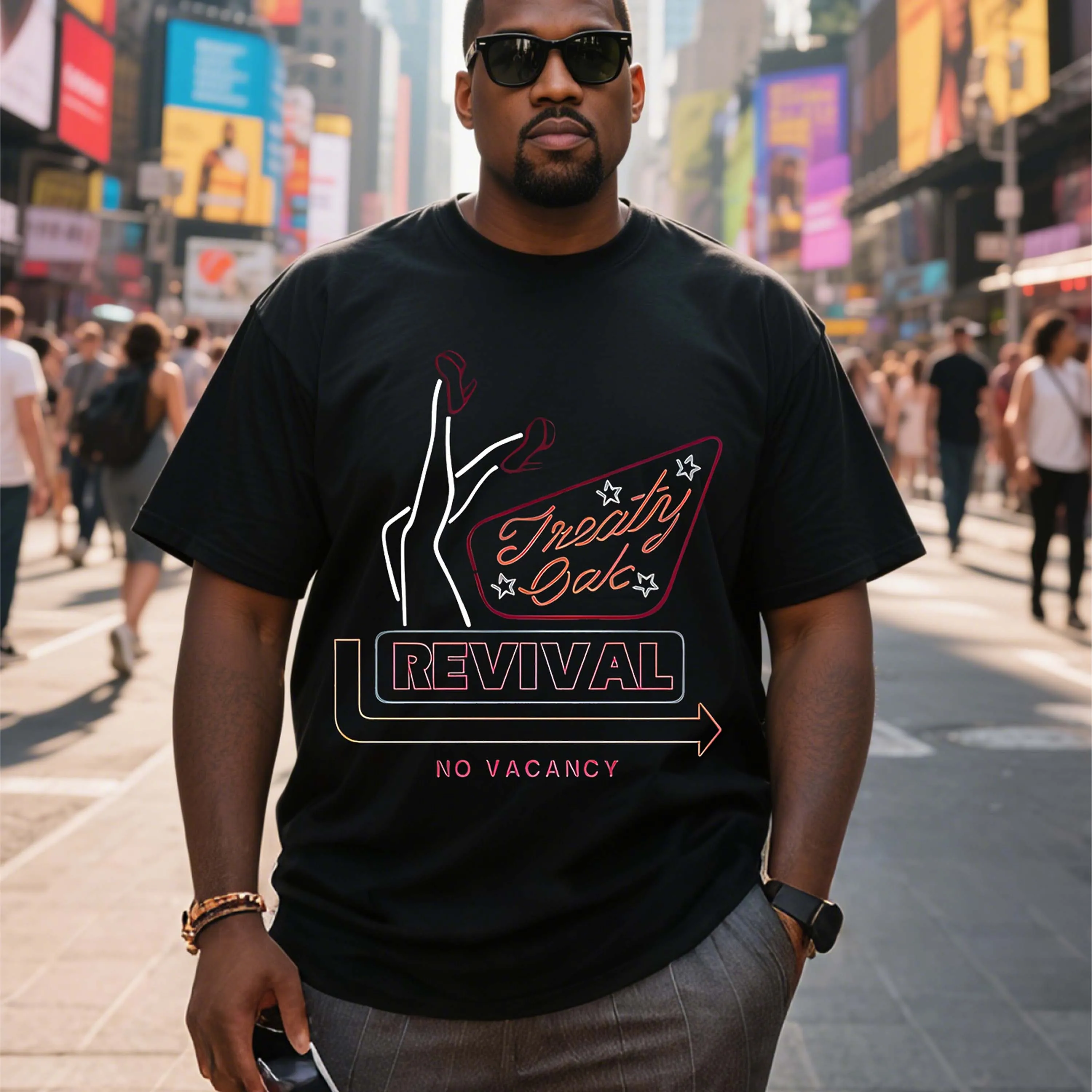 Plus Size Men's T-Shirt, Black Pure Cotton Crew Neck, Suitable for Outdoor Wear in Spring and Summer, Casual and Comfortable