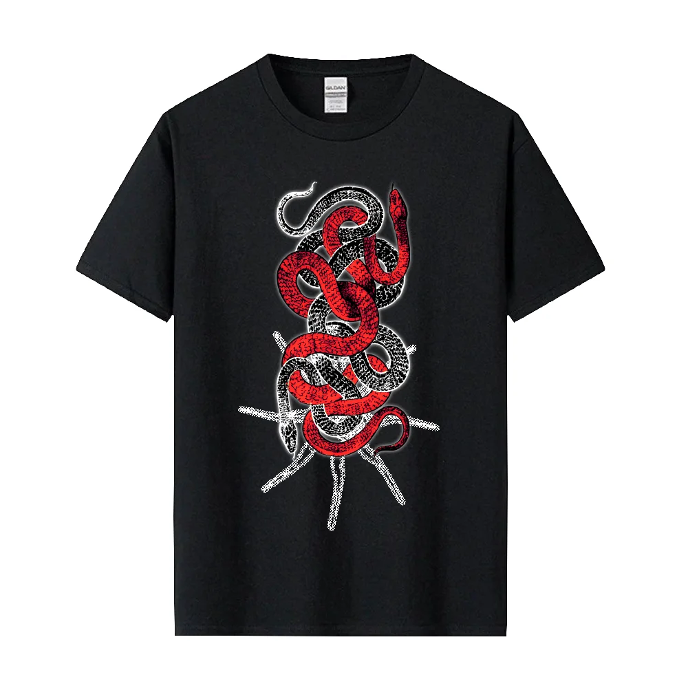 Gothic Goth Snake Ouroboros Metal Rock T-shirt Male T-shirts Female T-shirts Neutral Casual T Shirts Tops Original