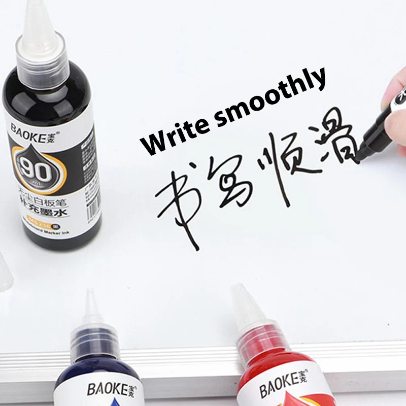 1 коробка, 90 мл, сменные жидкости для маркеров для досок, красные, синие, черные цвета, совместимые со всеми стираемыми маркерами для досок