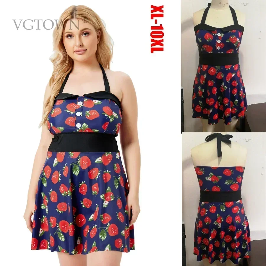 

Новые купальные костюмы из двух предметов размера плюс 8XL 10XL, летние женские купальники с большим принтом, женская пляжная одежда