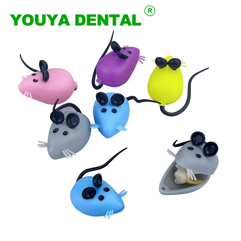 50pcs Kids Teeth Storage Box Mouse Shape Milk Teeth Baby Tooth Box Organizer Child Deciduous Tooth Holder Container Dental Gift