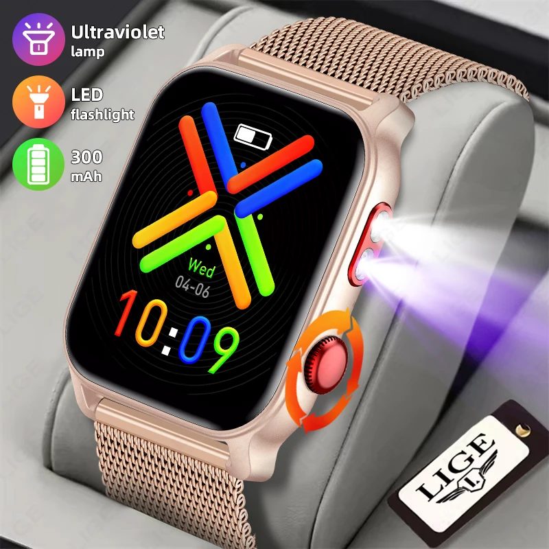 

2025 New Smart Watch Women Men Flashlight Heart Rate Monitor Sleep Tracker 1.83" Full Touch Screen Sports Fitness Smartwatch Man