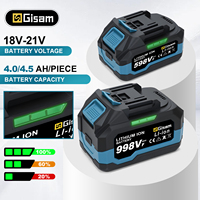Gisam Rechargeable Battery 4.0AH 4.5AH Power Tool Lithium battery Led indicator batteries Pack For Makita 18v Battery Pins