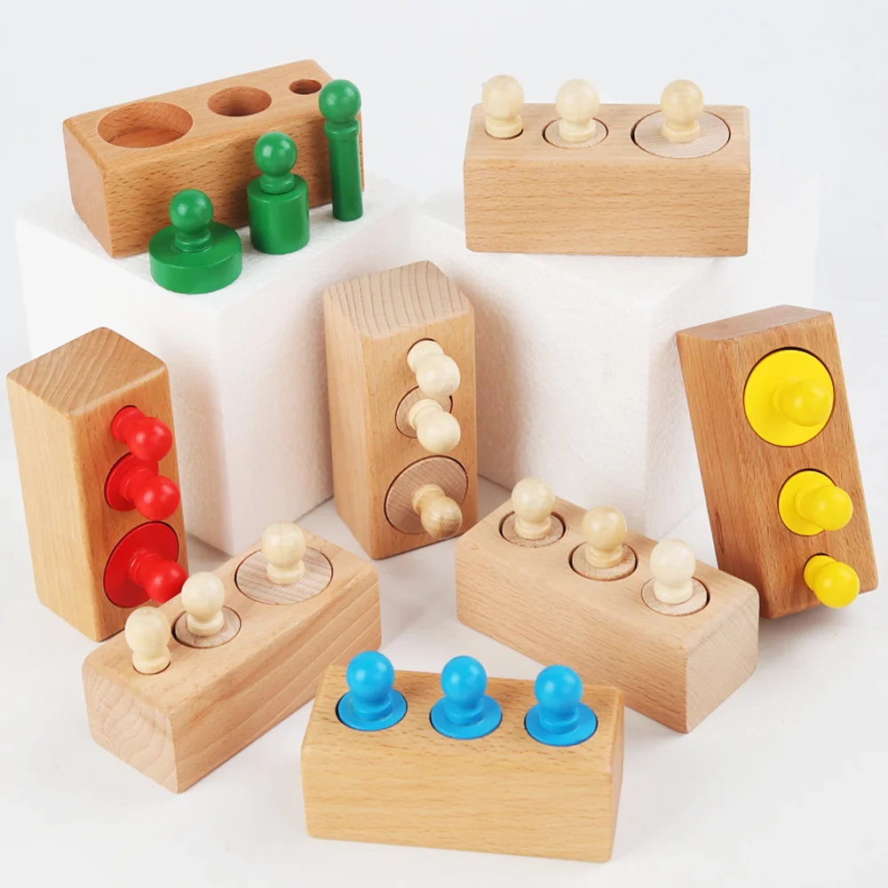 Baby early education intellectual development toys, Montessori cylinder socket, sensory color cognitive blocks
