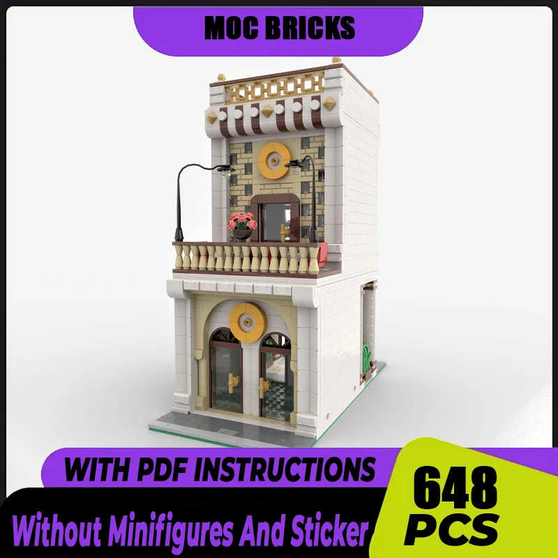 Street View Model Moc Building Blocks Coffee House Model Technology Brick DIY Assembly Construction Toy Holiday Birthday Gifts