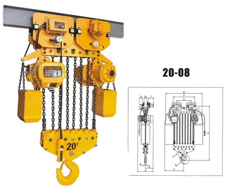 Chinese construction equipment machinery pulling lift 20ton 1.5ton electric chain hoist with electric trolley