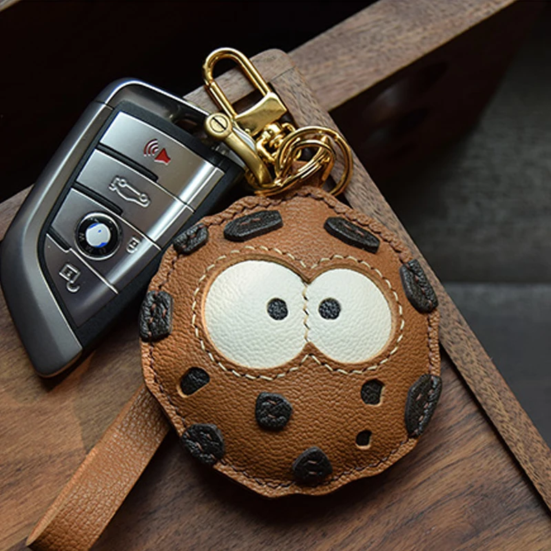 Genuine Leather Cookie Bag Charm Key Rig with Gift Packing