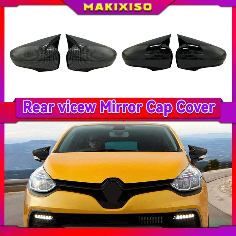 New Bat Style High Quality ABS Plastic 2 Pcs Mirror Covers Caps RearView Mirror Case Gloss Black For Renault Clio 4 2012 - 2019