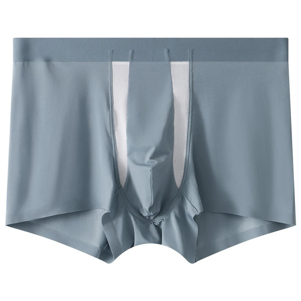 Men Solid Sports Boxer Shorts Mesh Bulge Pouch Soft Panties Underwear Trunks Absorbent Elastic Male Panties