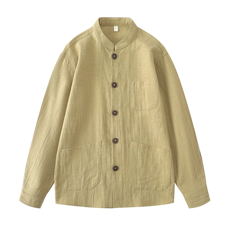 

Linen Coat Spring Tang Suit Large Size Cotton Linen Long Sleeve Shirt Casual Jacket Material Composition: Ramie 70% Cotton 30%