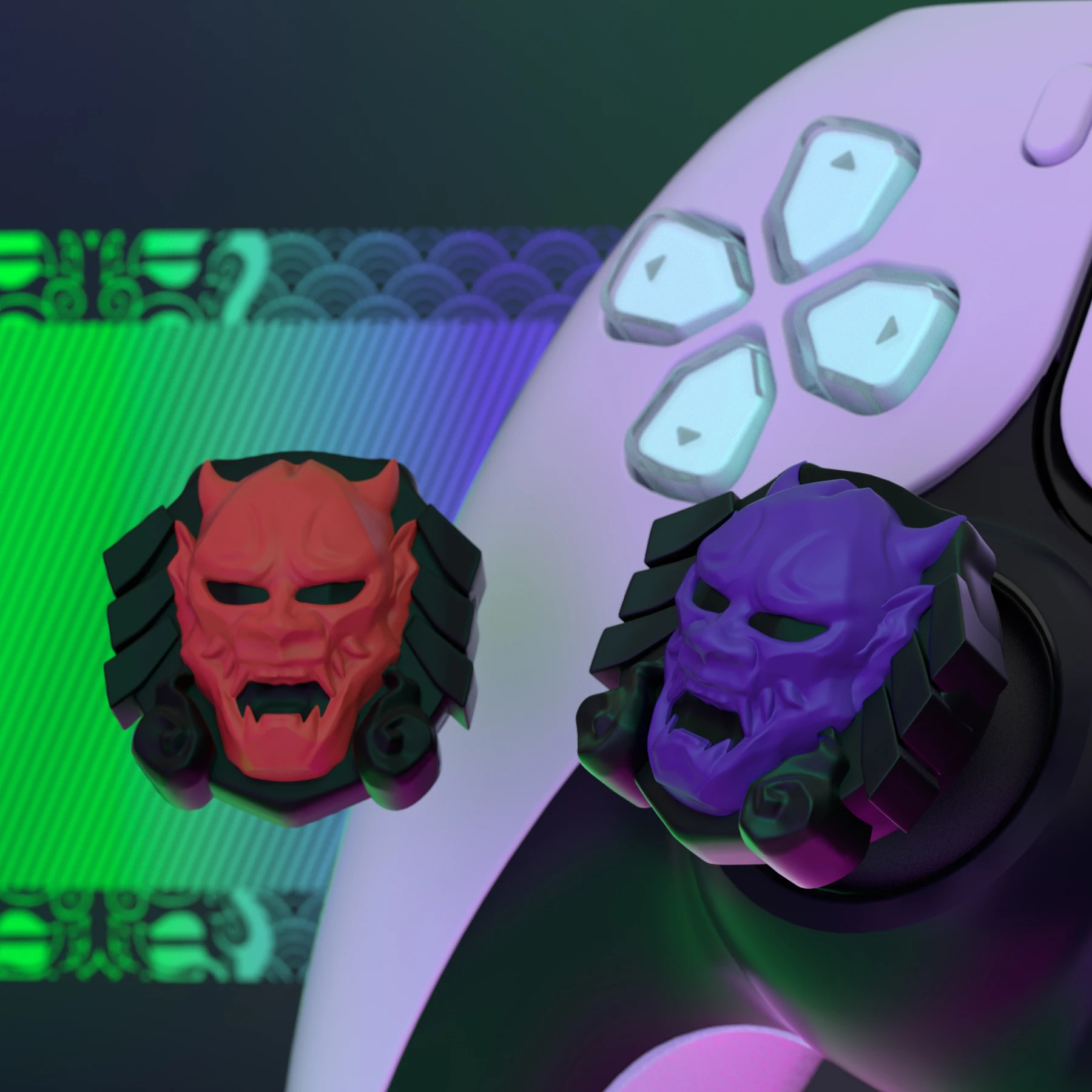 PlayVital Thumb Grips para controlador ps5/4, Stick Caps para Xbox Series X/S, Thumbstick Cover para Switch pro-oni Demons