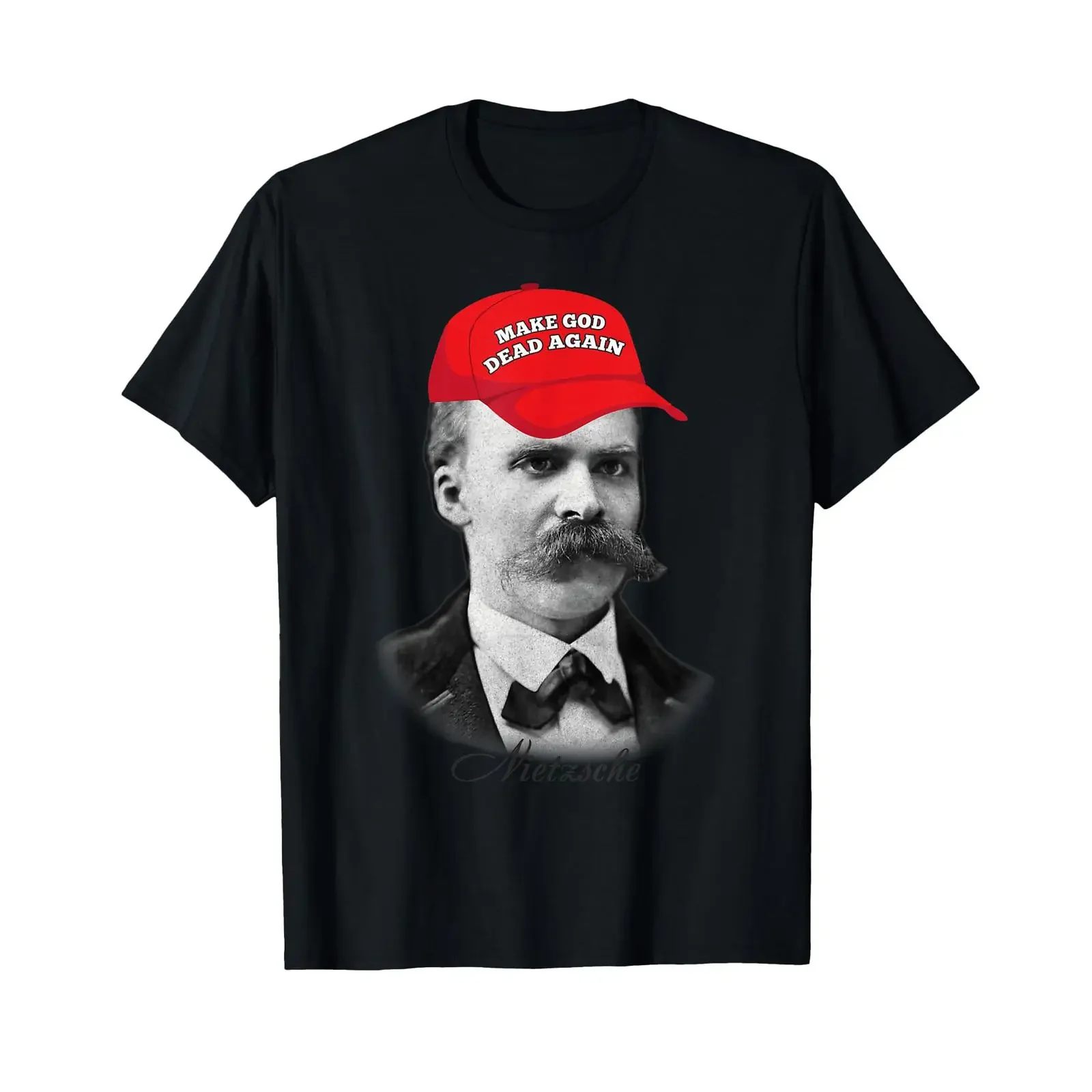 T-shirt noir vintage « Nietzsche Humour Philosophy » – Lavé, respirant, confortable, polyvalent et élégant pour homme