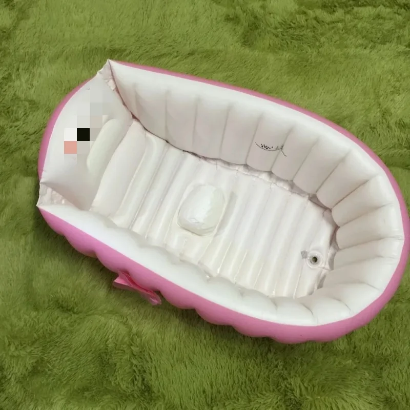 Portable Inflatable PVC Bathtub for Little Children Kids Pink Color Folding Play Bathing Bathtubs Home Outdoor Use Bath Tool