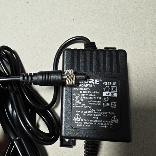 Imagen 1 del producto Cargador de fuente de alimentación de 2m de longitud, enchufe europeo AC 100-240V PS43US 15V 600mA para adaptador de micrófono inalámbrico Shure