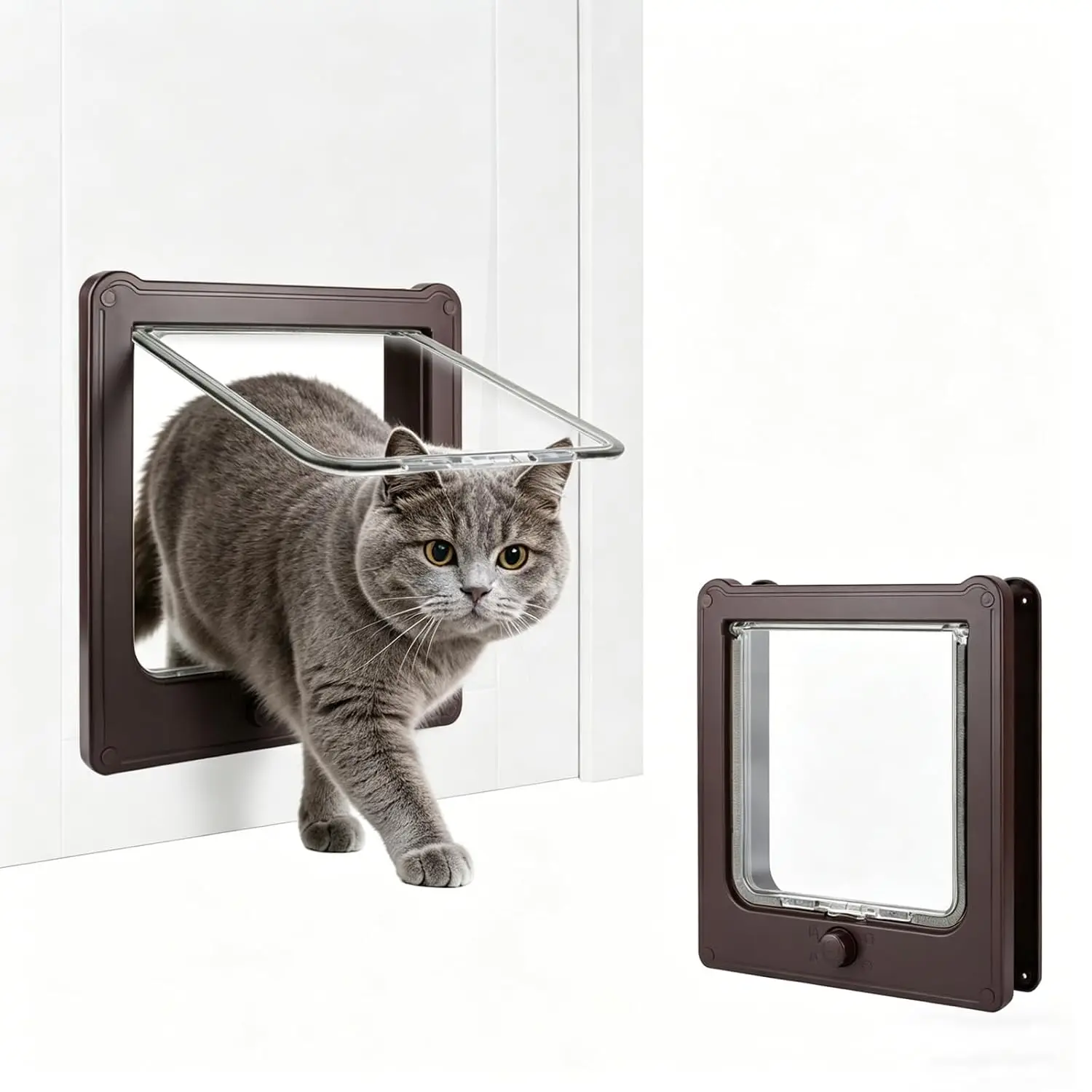 Brown 4 Way Locking Cat Door 7.1