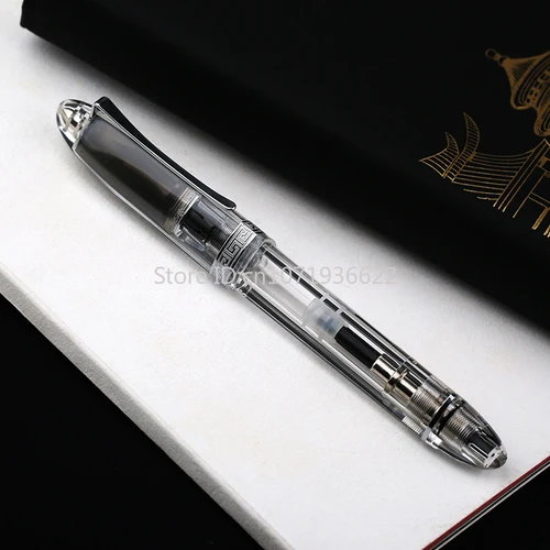 Imagen 2 del producto Pluma estilográfica Majohn V60 de Color limitado, pluma estilográfica de resina de pistón Triangular transparente, suministros de papelería para escuela y negocios, regalo