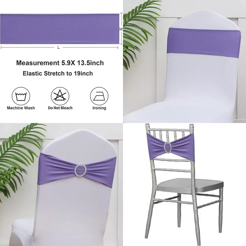 

100 Pack Spandex Chair Sashes in Lavender for Wedding and Event Decor