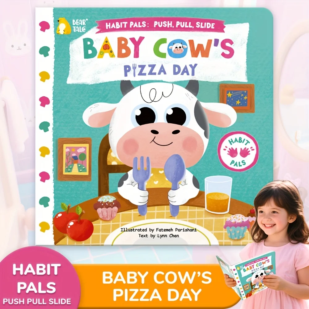 

Книги Baby Cow Lift-The-Flap, Формирование привычек хорошей еды, Ешь овощи, Повара еды, Интерактивная картина, День коровьей пиццы,