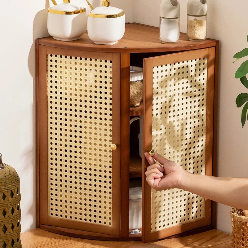 90° Right Angle Storage Rack, Double Door Kitchen Corner Shelf, Multilayer Spice Caddy, Thick Rotating Counter Organizer