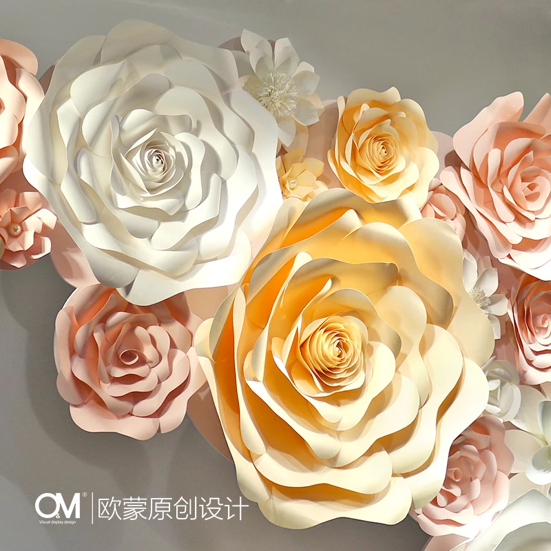 OM Original Women's Wear Shop Colorful Simulation Pure Handmade Paper Flower Shopping Mall Wedding Dress Shop Window