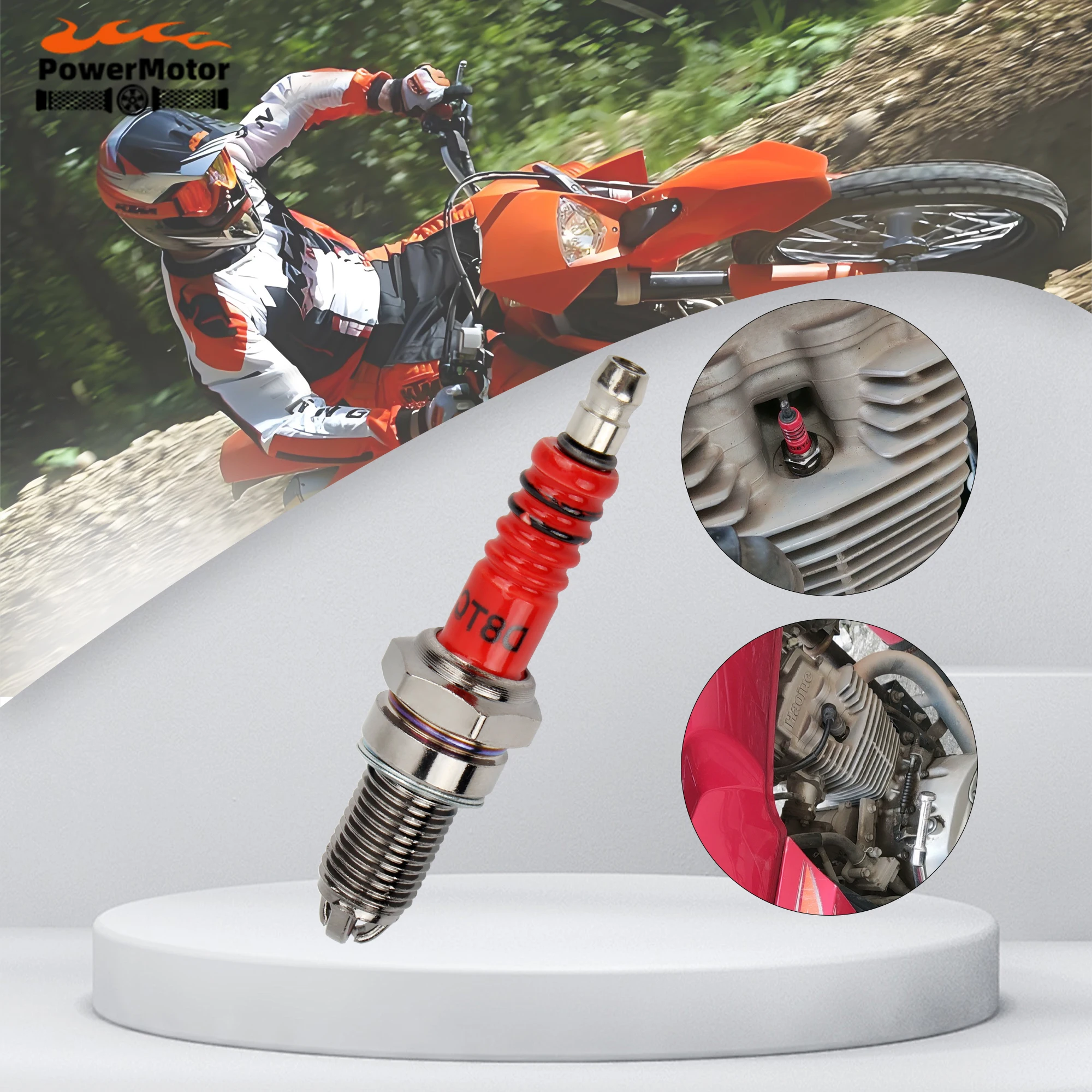 

1/2Pcs Racing Spark Plug 3 Triple Electrode D8TC For ATV 50cc-150cc Scooter Dirt Bike Go Kart Atv Scooter Motorcycle Ignition