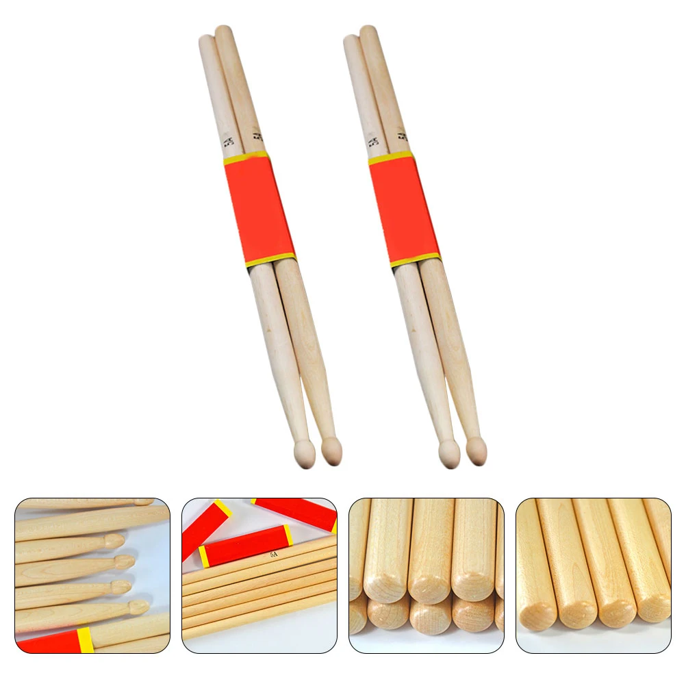 

2 Pairs Maple Drum Sticks Wood Smooth Percussion Jazz Accessories Durable Practical Music Lovers Drum Fans Beginners Instruments