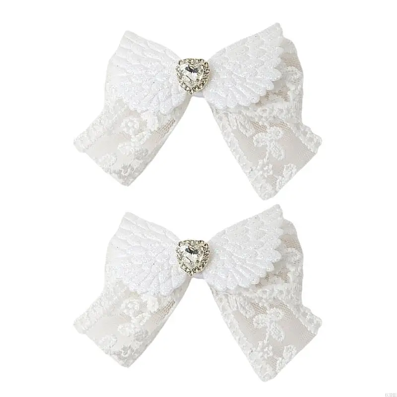 63HE Heart Bowknot Hair Clip Wing Hairpin Sweet Balletcore Bunches Hair Clip