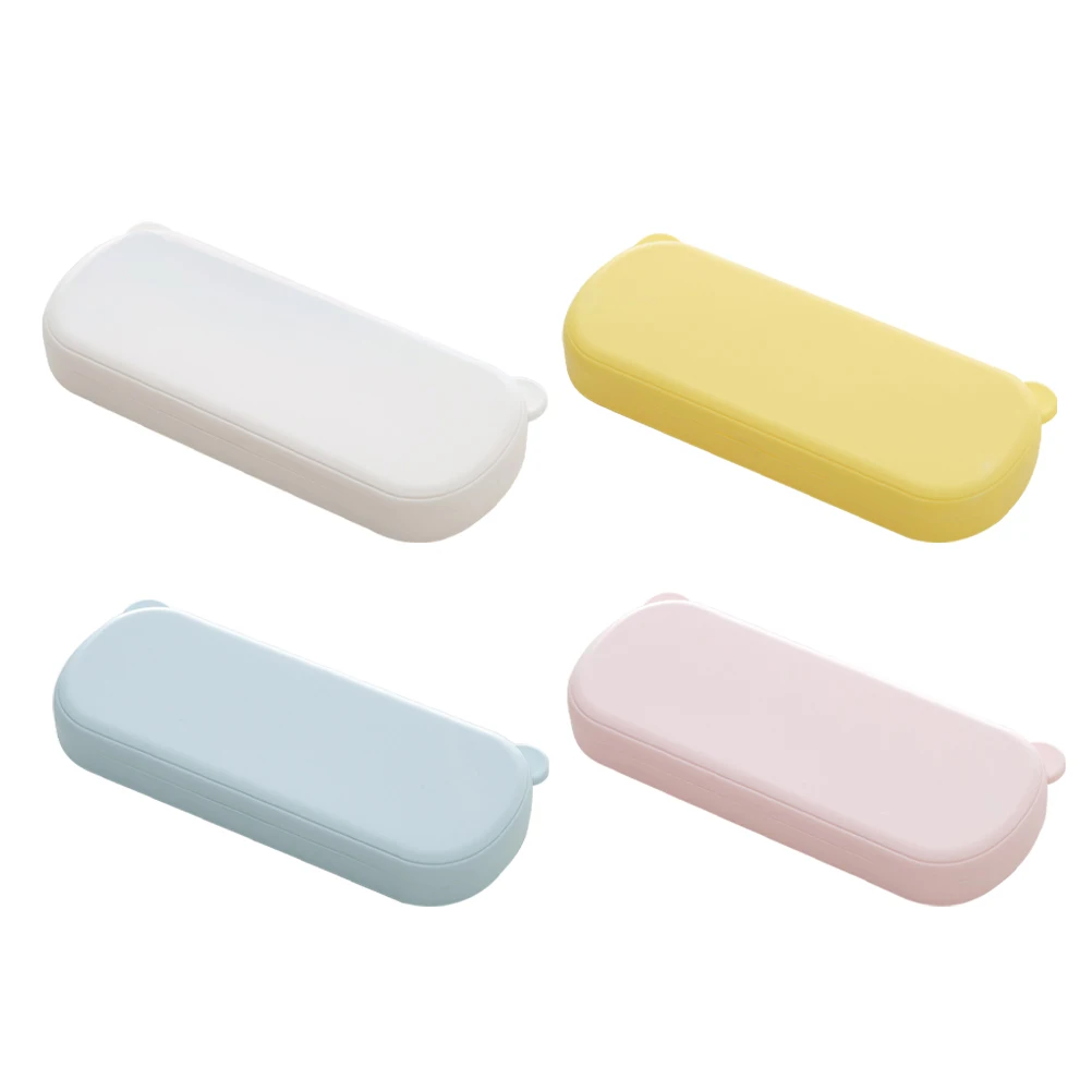

4pcs Bear Case Large Capacity Hard Plastic Crayon Cute Kids Pen Case Organizer With Lid For Storage Large Pencil Bag
