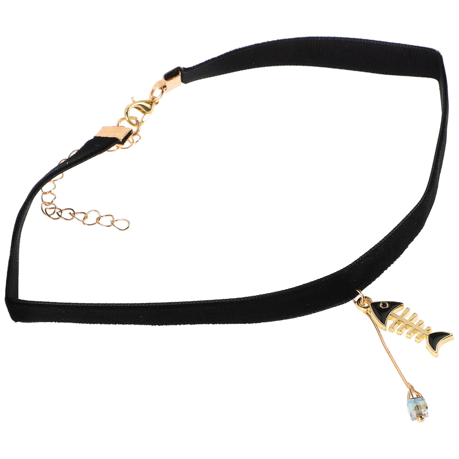 

Black Fishbone Chain Choker Necklace Soft Comfort Adjustable Gothic Lolita Collar for Daily Party Wear Fashion Jewelry