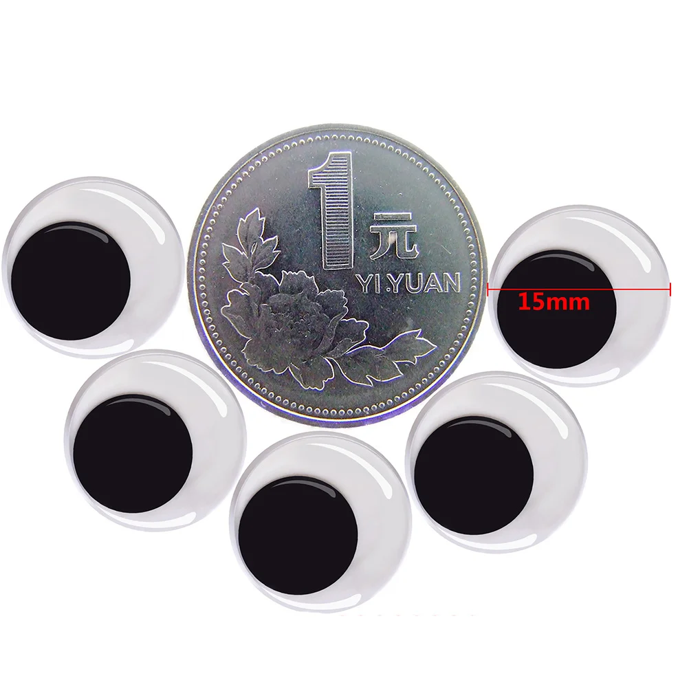 100 قطعة 15 مللي متر لاصق تمايل عيون أبيض وأسود مرنة تتحرك عيون DIY بها بنفسك مشاريع فنية الاطفال الحرف مضحك الزينة