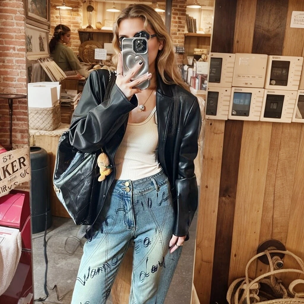 High Quality Soft Imitation Sheepskin Leather Long Sleeve Jacket For Women Top Coat Loose Outerwear Ladies Streetwear Clothing