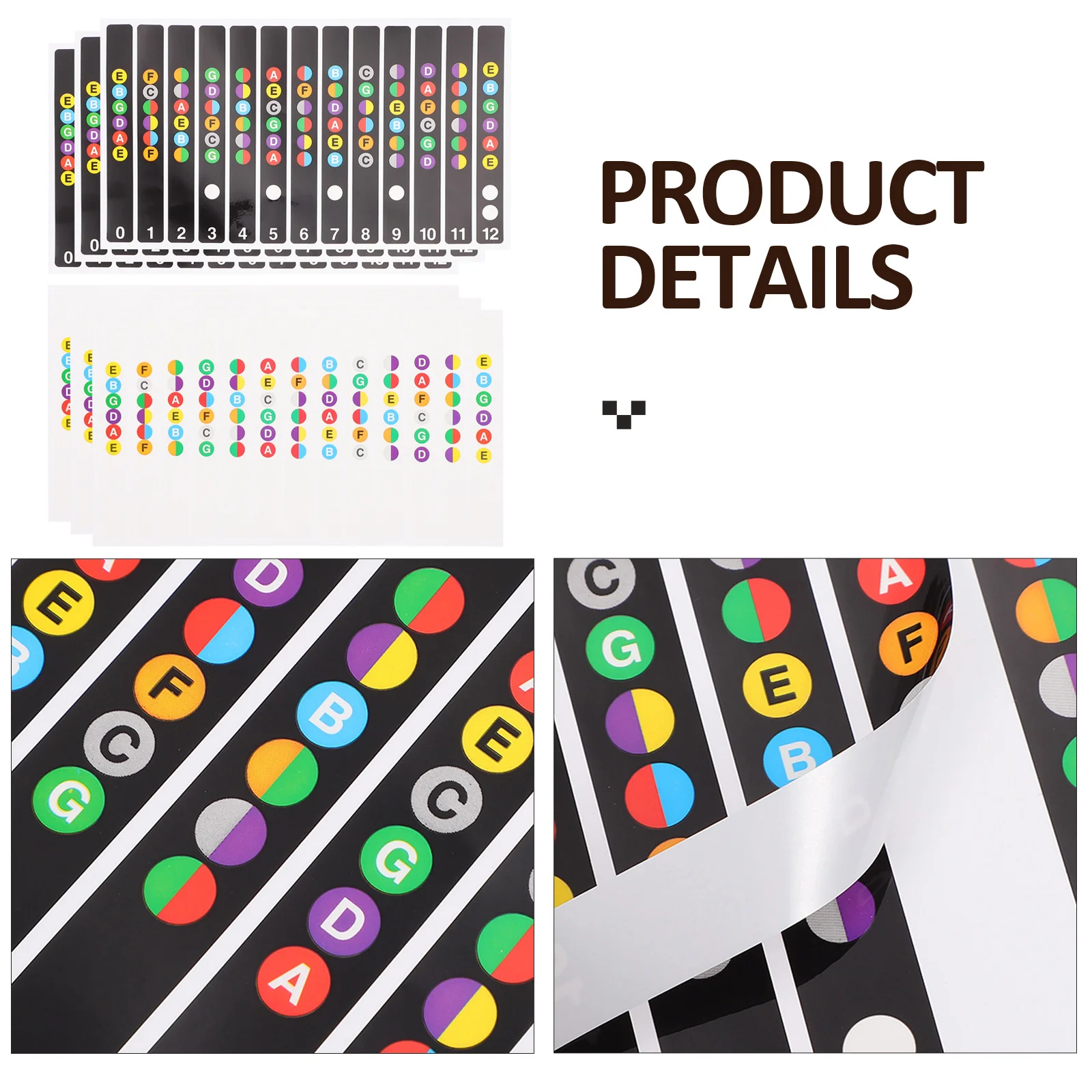 

6 Pcs Guitar Fretboard Stickers Fingerboard Frets Map Note Acoustic Accessories Pvc Self-adhesive Label